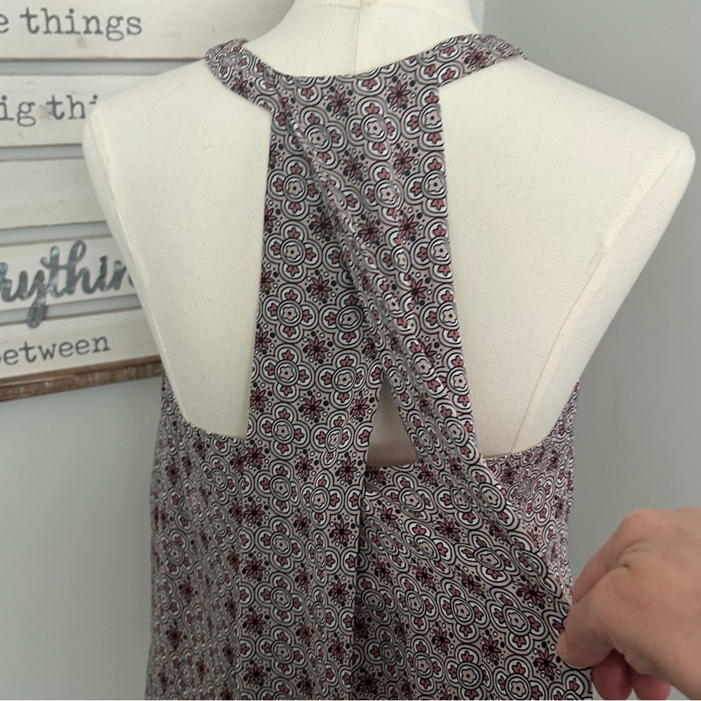 LOFT Blouse Halter Style Draping Racer Back Floral Print Top Loose Fit size S - Picture 3 of 13